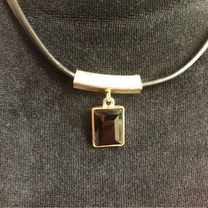 Leather & 14k Gold Plated Necklace 🖤